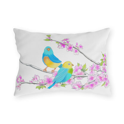 Outdoor Pillows Lumbar Birdies and Cherry Blossoms
