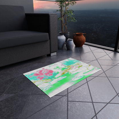 Inspirational Landscapes "Kindness is never wasted"  Indoor/Outdoor Area Rug in Lime, Aqua, and Raspberry (36" x 24")
