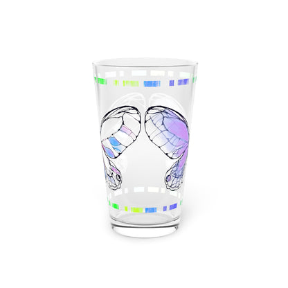 Butterfly Flutterstripe Pint Glass in Lavender, 16oz