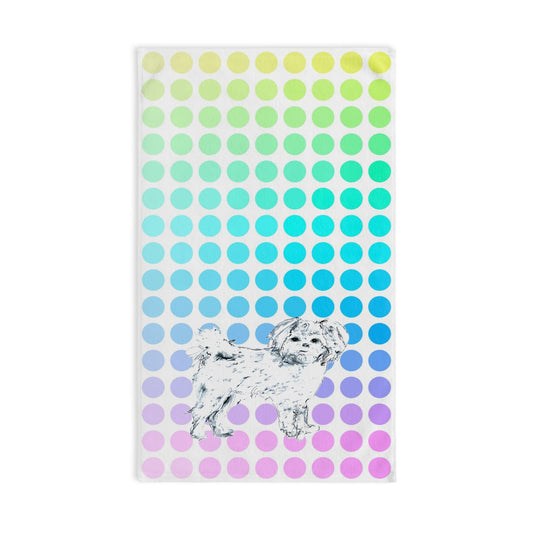 Dogi Fun Hand Towel, Shih Tzus and Multi-Color Polka Dots