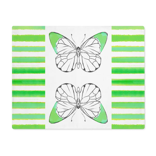 Butterfly Chroma Stripe Placemat, 1pc, Darker Green, Cotton, (Fabric Background Creamy White)
