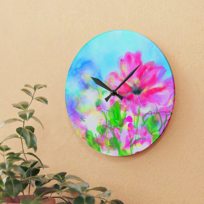 Joyful Landscapes  Wall Clock, Aqua Skies